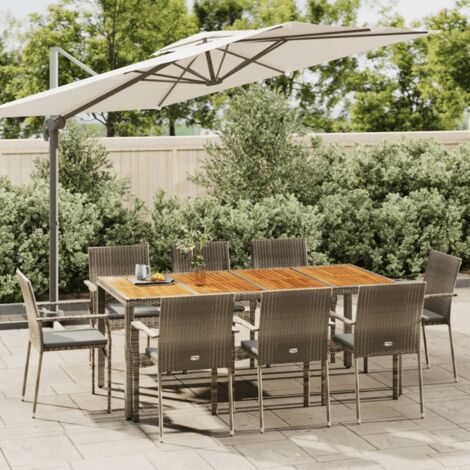 Ensemble Table et Chaise de Jardin 9 pcs - Ensemble Table à manger + 8 chaises avec coussins Gris BV947927 - BonneVie (1/5)