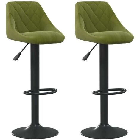 Lot de 2 Chaises de bar Tabourets de bar - Tabouret Haut Vert clair Velours BV261583 - BonneVie (1/5)
