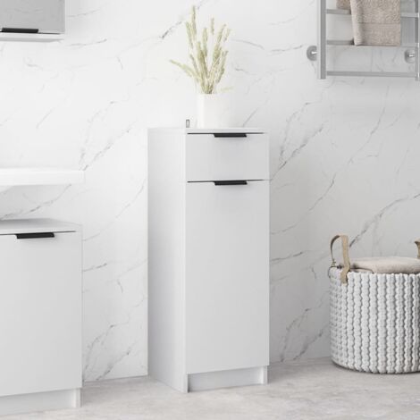 Armoire de salle de bain - Meuble de rangement Style Contemporain Blanc 32x34x90 cm Bois d'ingénierie BV562214 - BonneVie (1/5)