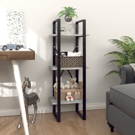 Bibliothèque à 3 niveaux Étagère de Rangement - pour Bureau Salon Chambre Cuisine Gris béton 40x30x105 cm Aggloméré BV293700 - BonneVie (1/5)