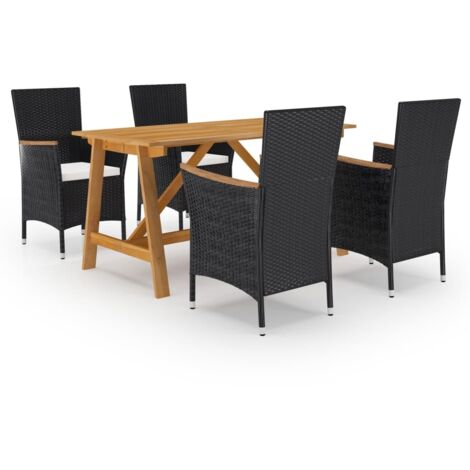 Ensemble Table et Chaise de Jardin 5 pcs - Ensemble de salle à manger de jardin Noir BV866086 - BonneVie (1/5)