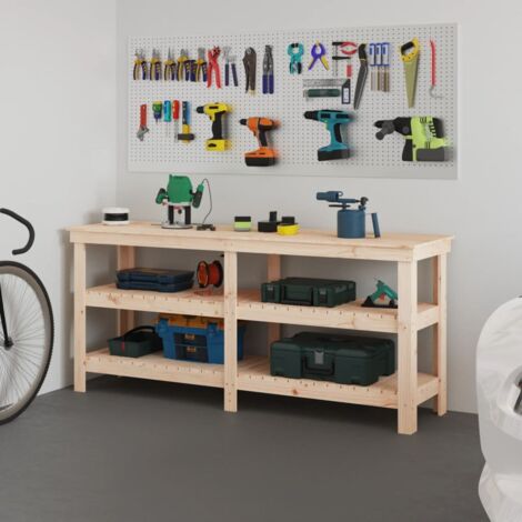 Banc de travail Style industriel - 181x50x80 cm Bois de pin massif BV974537 - BonneVie (1/5)