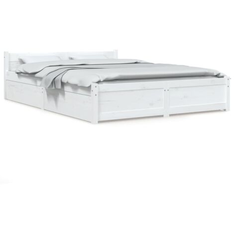 Cadre de lit sans matelas avec tiroirs blanc 120x200 cm (1/5)