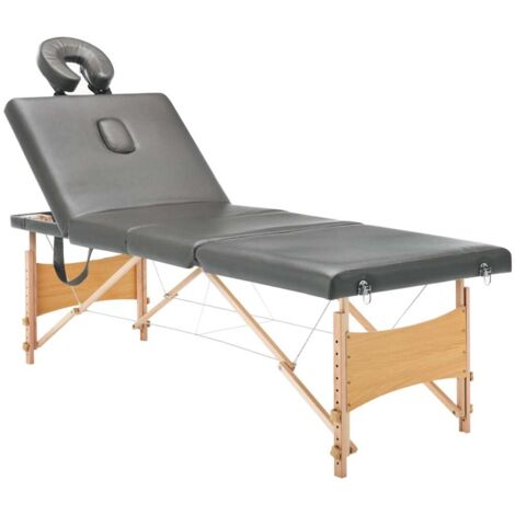 Table de massage avec 4 zones - Table de relaxation Cadre en bois Anthracite 186x68cm BV780193 - BonneVie (1/5)