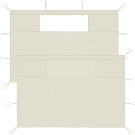 Lot de 2 Parois latérales de belvédère avec fenêtres 2 pcs - Accessoire pour tente et tonnelle Crème BV104744 - BonneVie (1/4)