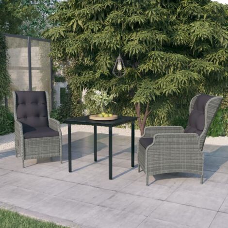 Ensemble Table et Chaise de Jardin 3 pcs - Ensemble de salle à manger de jardin Gris clair BV299019 - BonneVie (1/5)