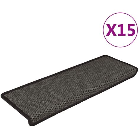 Lot de 15 Tapis d'escalier autocollants - Tapis de marche pour Enfants, Aînés et Animaux 65x25 cm Anthracite BV513308 - BonneVie (1/5)