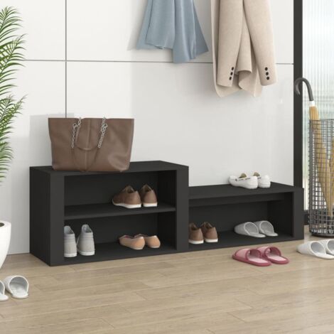 Meuble à Chaussures Étagère à Chaussures - Noir 150x35x45 cm Bois d'ingénierie BV762448 - BonneVie (1/5)