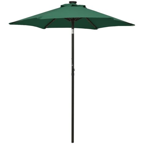 Parasol avec lumières LED - Parasol de Jardin Parasol droit Vert 200x211 cm Aluminium BV140537 - BonneVie (1/5)