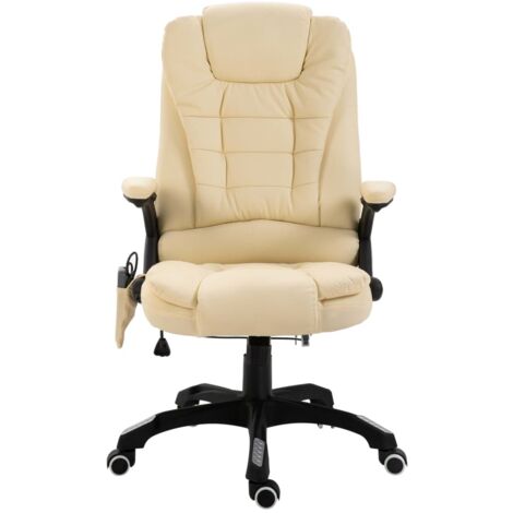 Chaise de bureau de massage Fauteuil gamer - Chaise d'ordinateur Crème Similicuir BV735020 - BonneVie (1/5)