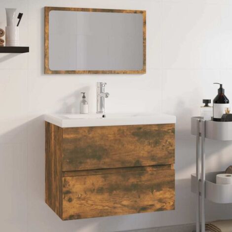 Meuble de salle de bain Mobilier de salle de bain - Chêne fumé Bois d'ingénierie BV227997 - BonneVie (1/5)
