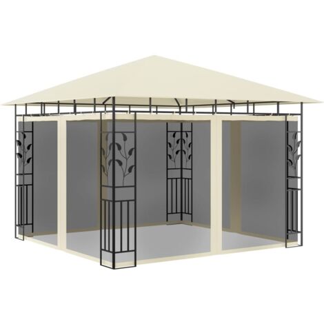 Tonnelle de Jardin Tente de réception - Rapide à Installer avec moustiquaire 3x3x2,73 m Crème 180 g/m² BV106168 - BonneVie (1/5)