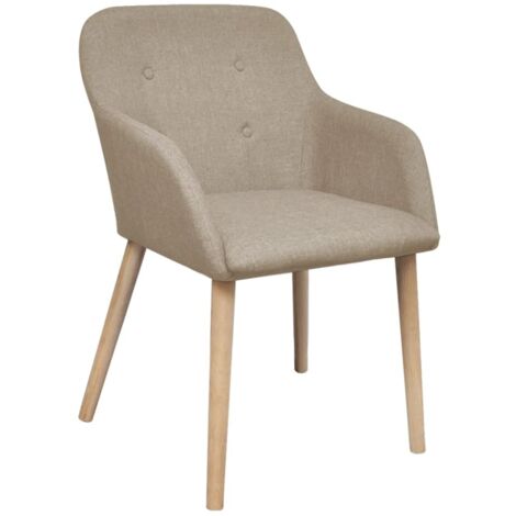 Lot de 4 Chaises de salle à manger - Chaises à dîner Beige Tissu et chêne massif BV139466 - BonneVie (1/5)