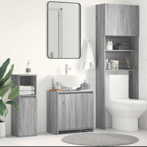 Armoire de bain - Meuble de rangement Sonoma gris 60x33x61 cm Bois d'ingénierie BV484585 - BonneVie (1/5)