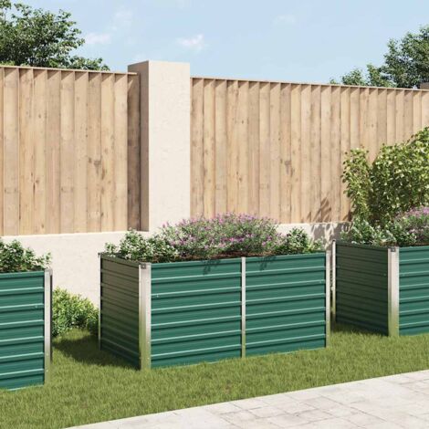 Jardinière de jardin - Balconnière à fleurs 160 x 80 x 77 cm Acier galvanisé Vert BV322493 - BonneVie (1/5)