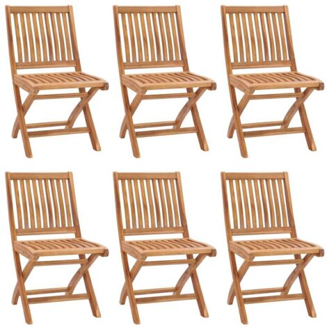Lot de 6 Chaises de jardin pliables - Chaises d'extérieur pour terrasse/jardin avec coussins Bois de teck BV468319 - BonneVie (1/5)
