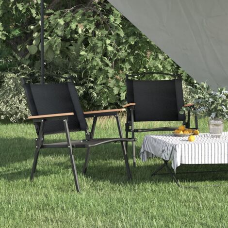Lot de 2 Chaise de camping - Chaise d'extérieur pour terrasse/jardin Noir 54x55x78 cm Tissu Oxford BV112667 - BonneVie (1/5)