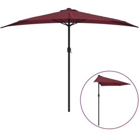 Parasol de balcon mât en aluminium Bordeaux 300x155x223 cm Demi