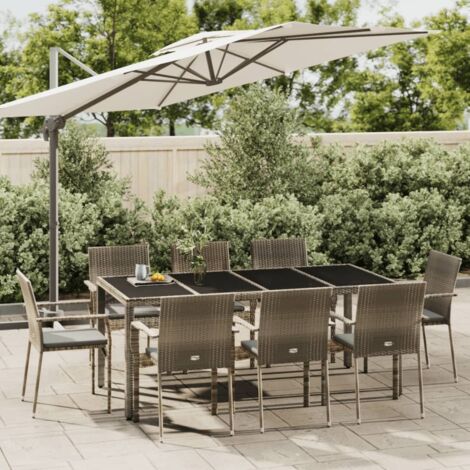 Ensemble Table et Chaise de Jardin 9 pcs - Ensemble Table à manger + 8 chaises avec coussins Gris BV543383 - BonneVie (1/5)