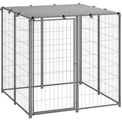 Chenil pour chiens - Parc enclos pour animaux Argenté 110x110x110 cm Acier BV224866 - BonneVie (1/5)