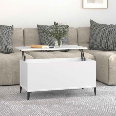 Table basse Table d'appoint pour Salon Chambre - Blanc 90x44,5x45 cm Bois d'ingénierie BV870746 - BonneVie (1/5)
