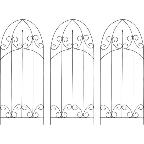 Étagère à plantes grimpantes 3 pcs Meuble Support Plante - Noir 40x100 cm Fer BV695891 - BonneVie (1/4)