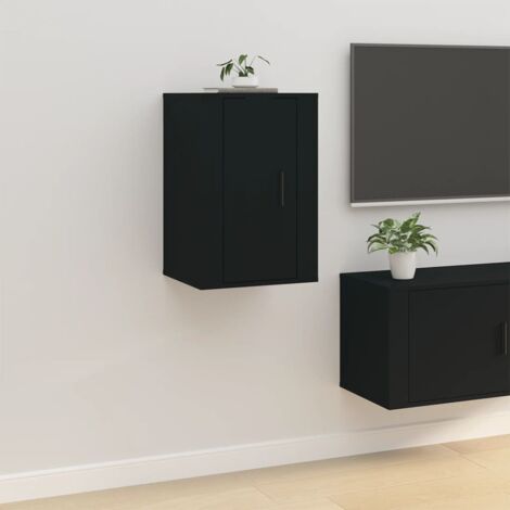 Meuble TV mural pour Salon - Armoire TV Moderne Noir 40x34,5x60 cm BV201274 - BonneVie (1/5)