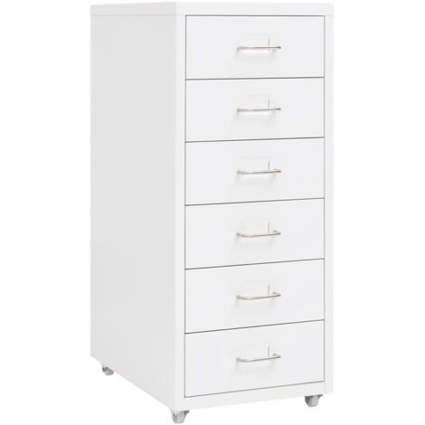Classeur mobile Meuble de Rangement - Armoire De Bureau Blanc 28x41x69 cm Métal BV368461 - BonneVie (1/5)