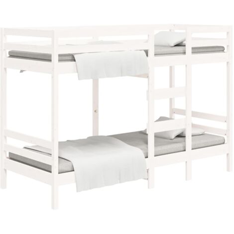 Lit simple pour adulte Lit superposé - Cadre de lit Blanc 80x200 cm Bois de pin massif BV888403 - BonneVie (1/5)