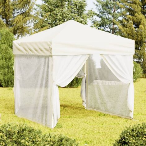 Tente de réception pliable Tonnelle de Jardin - Rapide à Installer avec parois Crème 2x2 m BV949088 - BonneVie (1/5)