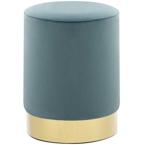 Tabouret Chaise de bar Tabouret de bar - Bleu clair et doré Velours BV304195 - BonneVie (1/3)
