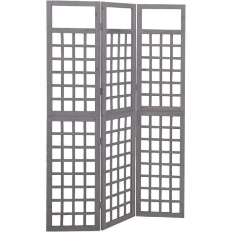 Paravent Cloison de séparation à 3 panneaux - Séparateur de Jardin Bois de pin Gris 121x180 cm BV268008 - BonneVie (1/5)