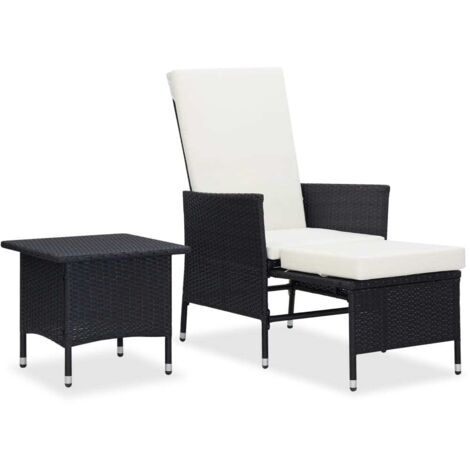 Salon de jardin 2 pcs Ensemble Table et Chaise de Jardin - avec coussins Résine tressée Noir BV673041 - BonneVie (1/5)