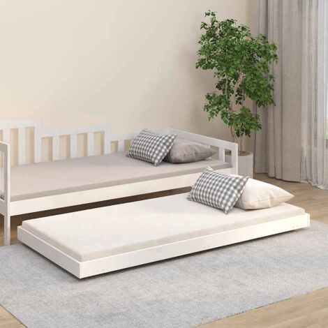 Lit simple pour adulte Moderne - Cadre de lit - Blanc 90x190 cm Bois de pin massif BV964744 - BonneVie (1/5)