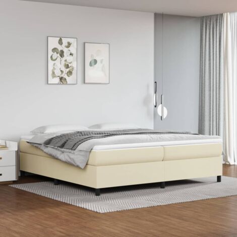 Sommier à ressorts de lit - Sommier pour Adulte et Enfant - Crème 200x200 cm Similicuir BV164513 - BonneVie (1/5)