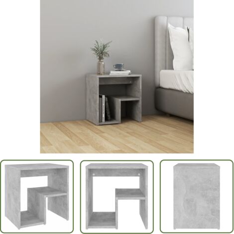 Table de Chevet, Table de nuit, pour Chambre Salon Couloir, Gris béton 40x30x40 cm Aggloméré OIB8317E (1/5)