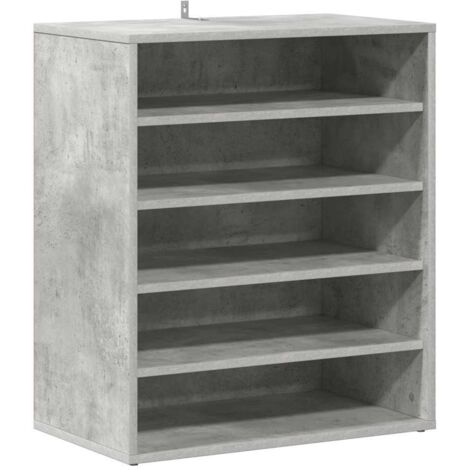 Meuble à Chaussures Étagère à Chaussures - Gris béton 60x35x70 cm Aggloméré BV466270 - BonneVie (1/5)