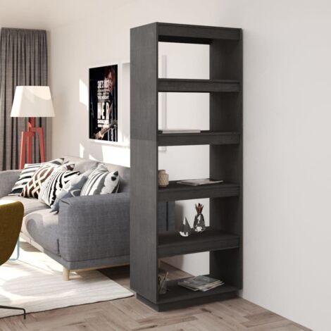 Bibliothèque/Séparateur de pièce Étagère de Rangement - pour Bureau Salon Chambre Cuisine Gris 60x35x167 cm Pin massif BV806468 - BonneVie (1/5)
