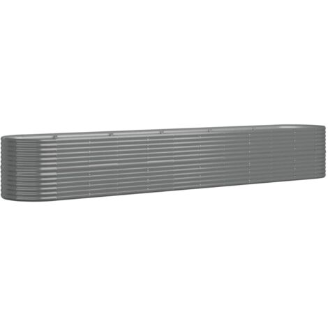 Jardinière - Balconnière à fleurs Acier enduit de poudre 440x80x68 cm Gris BV908684 - BonneVie (1/5)
