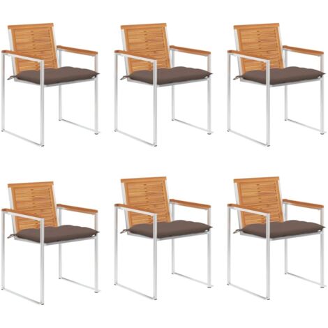 Lot de 6 Chaises de jardin - Chaises d'extérieur pour terrasse/jardin avec coussins Bois d'acacia solide BV390527 - BonneVie (1/5)