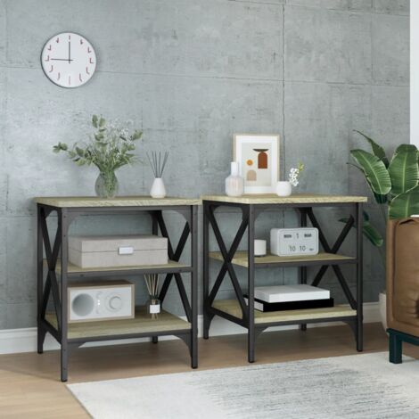 Lot de 2 Tables d'appoint et bout de canapé - Tables Café Chêne sonoma 40x42x50 cm Bois ingénierie BV534748 - BonneVie (1/5)