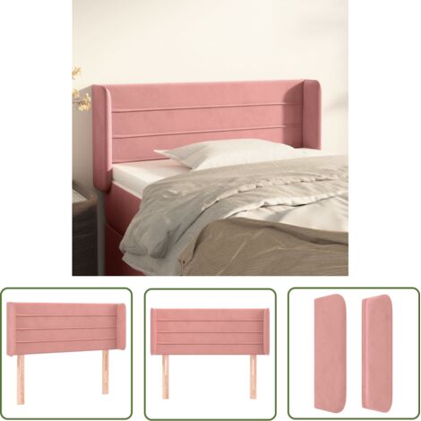 Tête de lit avec oreilles, Résistante et économique, Panneau de lit, Rose 83x16x78/88 cm Velours OIB4995E (1/5)