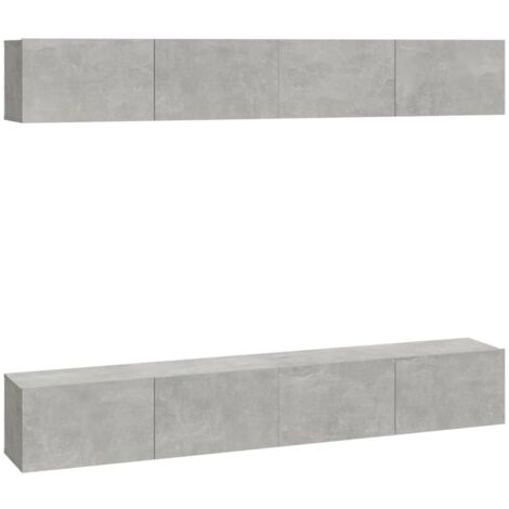 Meubles TV muraux 4 pcs pour Salon - Armoire TV Gris béton 100x30x30 cm BV641199 - BonneVie (1/5)