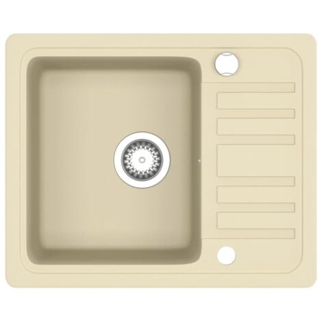 Évier de cuisine, Bac Évier Équipement de Cuisine, Granit Seul lavabo Beige OIB4151E (1/5)