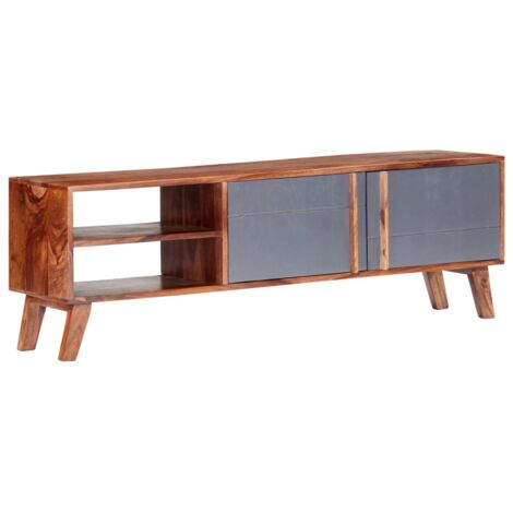 Meuble TV, Étagère TV, Meuble de Salon, Gris 140x30x45 cm Bois massif OIB3777E (1/5)