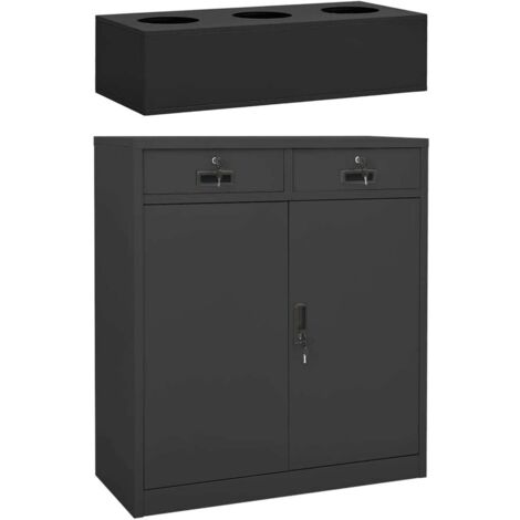 Armoire de bureau Meuble de Rangement - Style Contemporain et jardinière Anthracite 90x40x125 cm Acier BV554544 - BonneVie (1/5)