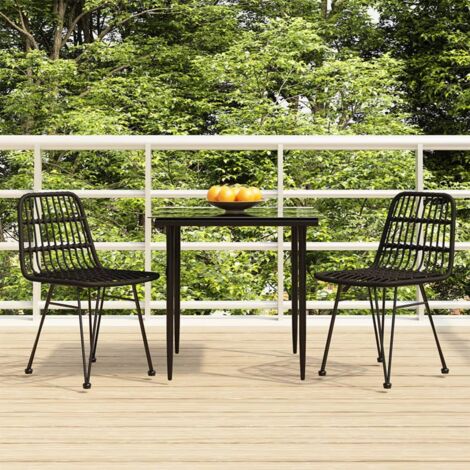 Ensemble Table et Chaise de Jardin 3 pcs - Ensemble Table à manger + 2 chaises Noir Résine tressée BV369940 - BonneVie (1/5)