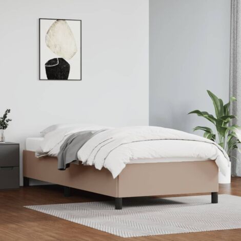 Lit simple pour adulte Moderne - Cadre de lit - Cappuccino 90x190 cm Similicuir BV865667 - BonneVie (1/5)