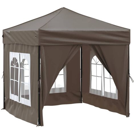 Tente de réception pliable Tonnelle de Jardin - Rapide à Installer avec parois Taupe 2x2 m BV675808 - BonneVie (1/5)