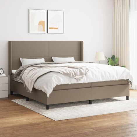 Lit double pour adulte Moderne - Lit à sommier tapissier avec matelas Taupe 200x200 cm Tissu BV455271 - BonneVie (1/5)